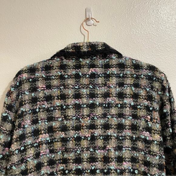 Dress Barn Black Lightweight Plaid Tweed Blazer Sz L - Picture 7 of 10